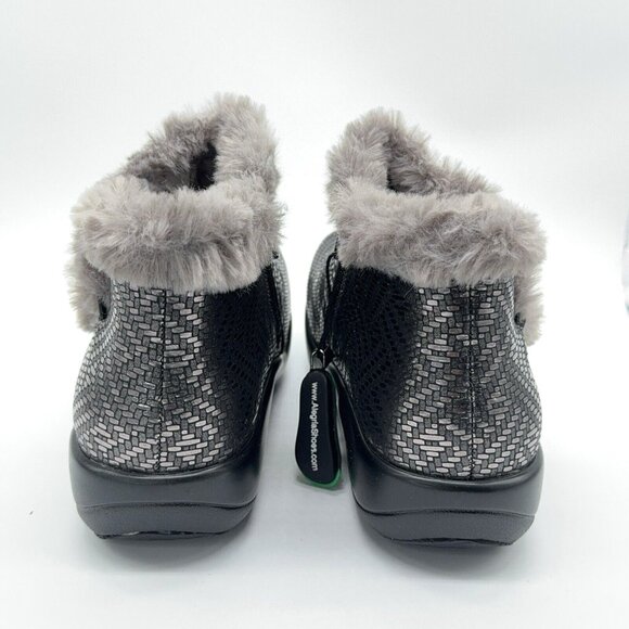 Alegria Leather Ankle Boots Meri Faux Fur Water Resistant Pewter Dazzler US 9 - Picture 4 of 10